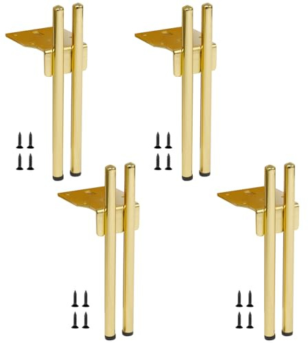 Pilikoll 4Piezas Patas para Muebles Dorada Metalicas para Cocina,Cama,Sofás