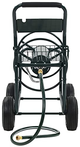 Generico Carrello Avvolgitubi da Giardino Connettori 1/2 75 m Acciaio,Verde,14.79kg,143777
