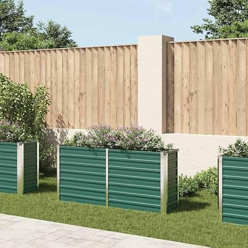 Trädgårdsbädd av galvaniserat stål 160 x 40 x 77 cm grön – hållbar och väderbeständig – perfekt för grönsaksodling och örtträdgård – perfekt för små trädgårdar och balkonger