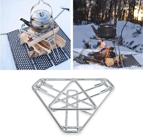 MonoSora Treppiede portatile pieghevole in acciaio inox per barbecue all'aperto e cucina con design stabile a 3 gambe, argento