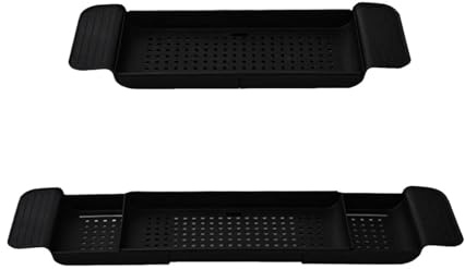 Mensola portaoggetti multifunzionale retrattile per vasca da bagno antiscivolo per asciugamani vassoio da bagno con supporto per scarico accessorio da bagno salvaspazio.