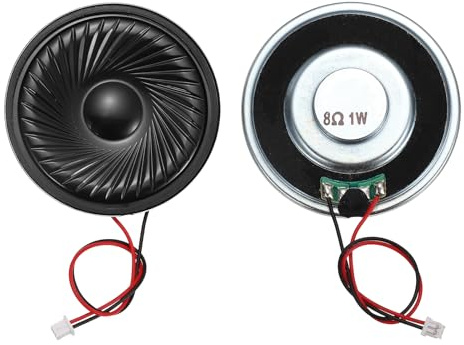 QUARKZMAN 2 Pz Altoparlante Piccolo 8 Ohm 1W Ø50mm Guscio Metallico Rotondo | Magnete, Piccolo Altoparlante, Con Filo Terminale 100mm Micro Interno, Per DVD, EVD, Mini Audio