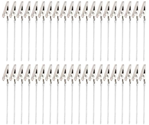 CGACCSD Clip-fotohållare – 40 stycken metallklämmor med lång svans, metallalligatorklämmor, för gör-det-själv-kort, memos, anteckningar, vykortskärm, sovrum, kontor, sovsal,