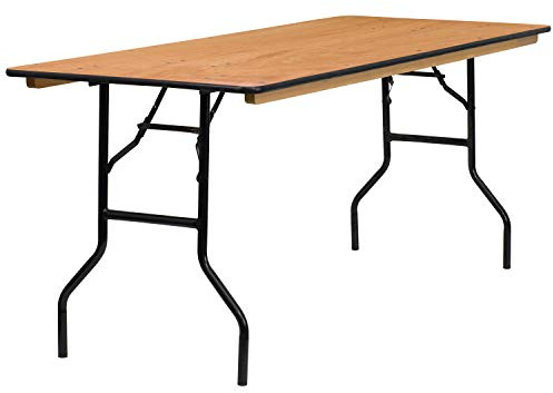 Flash Furniture Gael 6' Wood Folding Training and Event Table, Rectangular Folding Training Table with Smooth Clear Coated Finished Top, Natural