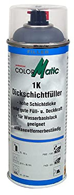 COLORMATIC 385575 1K Dickschichtfüller Schwarz 400 ml - Füllprimer | Extrem hohe Füll- & Deckkraft, silikonentfernerbeständig, für Nass- und Trockenschliff, Haftung auf Stahl & Kunststoff