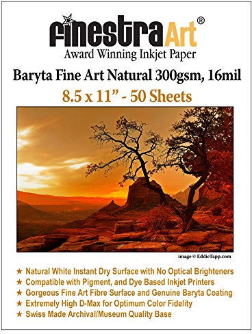 8.5 X 11 Baryta Fine Art Natural Inkjet Paper - 50 Sheets