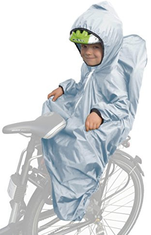 Sunnybaby 17790 Kinderfahrradsitz Regencape mit Ärmeln - HELLGRAU mt Reflexband