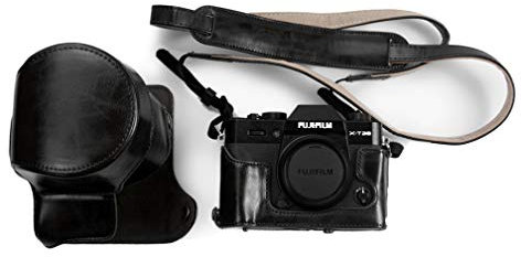 kinokoo Kameratasche für Fujifilm XT10 T20 XT30 XT30 II XT30 III, PU-Leder-Schutzhülle Fuji X-T30 III X-T30 II X-T30 X-T20 X-T10 mit 16-50 mm und 18-55 mm Objektiv – mit Schultergurt - Schwarz
