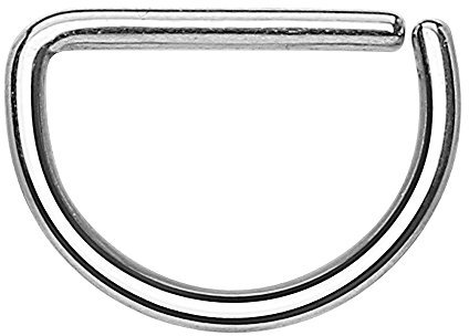 Piersando Piercing D Ring für Septum Tragus Helix Ohr Nase Lippe Brust Intim Nasenpiercing Ohrpiercing Nasenring Lippenpiercing Silber 1,2mm x 8mm