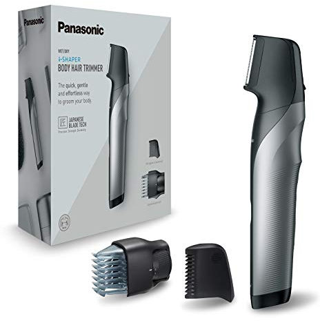 Panasonic ER-GK80-S503 Wiederaufladbarer Körperschneider für Herren (Taschenform, i-Shaper, Edelstahl, lange Akkulaufzeit, Zubehör für feine Zonen, 20 Längen, 2 Kämme und Hülle), Schwarz