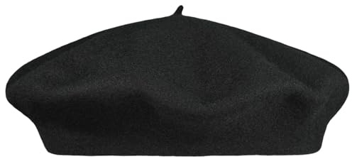 Lipodo Baskenmütze Uni einfarbig Made in Italy Damen und Herren Sommer Winter schwarz 59 cm