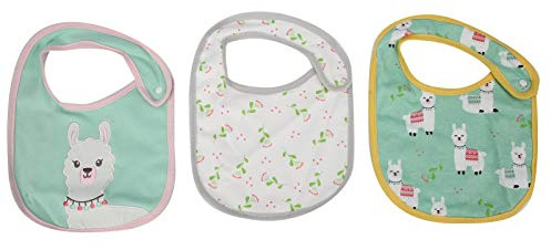 Zerodis 3 Stück Alpaka Lätzchen Cartoon Druckmuster Essen Speichel Handtuch Wasserdichte Unisex Baumwolle Lätzchen für Baby Fütterungsbedarf(3 Stk)