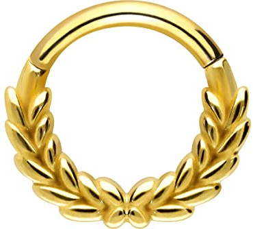PIERCINGLINE Chirurgenstahl Segmentringclicker | LORBEERKRANZ | Piercing Ring Ohrpiercing Daith Helix Tragus Septum | Farbauswahl