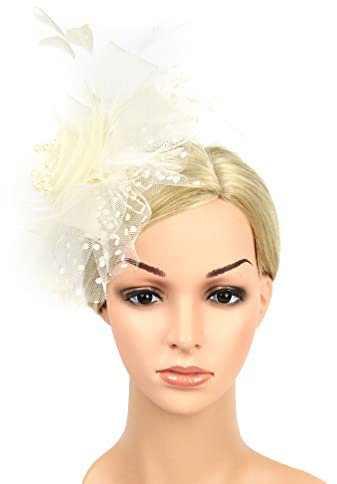 Kichvoe Federschmuck Haarband Beige Kreativer Tüll-feder-kopfschmuck Party-kopfschmuck Mit Blumen-design Federhaarband Für Cosplay Und Performance