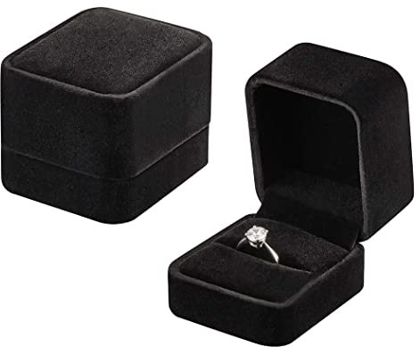 Voarge Schmuck Etui für Ring, Samt Ring-Box, Geschenk-Verpackung, ring geschenkbox, für verlobung heiratsantrag, Schwarz, 50 x 55 x 45 mm