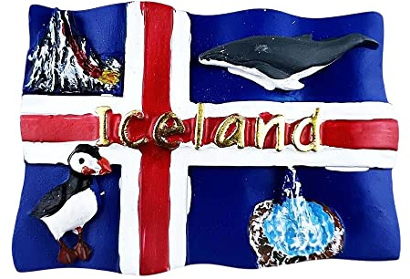 Kühlschrankmagnet mit 3D-Island-Flagge, Souvenir, handgefertigt, Island, Kühlschrankmagnet, Heim- und Küchendekoration, Kollektion