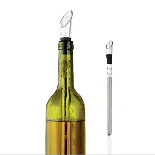 SPORTARC Enfriador de vino, 3 en 1 de acero inoxidable para botellas de vino, barra enfriadora rápida sin hielo con aireador y vertedor