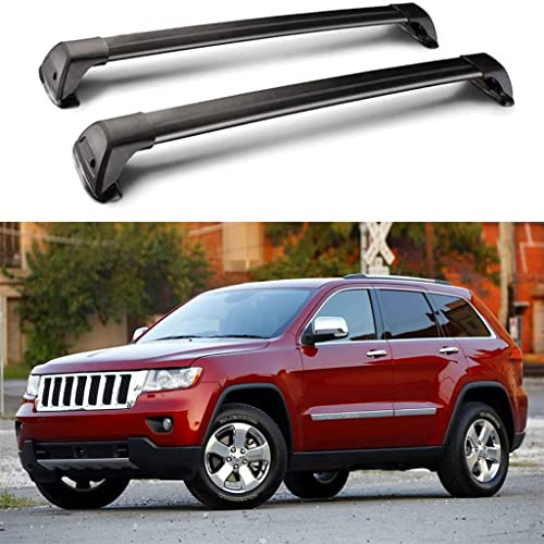 HOWENG Barres Toit Voiture Rail Cross Aluminium,pour Jeep Grand Cherokee 2011-2018 Rails Support Barre Transversale Automatique Porte-Bagages sur Toit Support Vélo Transport Supérieur