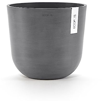 Ecopots Blumentopf Oslo Grau - Durchmesser Ø 25 cm rund groß - Pflanzentopf aus Recycling Kunststoff - Übertopf modern für Indoor und Outdoor