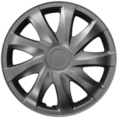Luckyberg Radkappen 16 Zoll Draco | Zierkappen in vielen Farben, Radzierblenden 4er-Set für die meisten Automarken und Stahlfelgen. Felgenabdeckung für Autofelgen. (16 - Graphite)