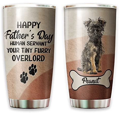 Tumbler 590ml Thermal Coffee Cup with Straw and Lid Insulated Travel Mug for Mom Dad Birthday Customized Affenpinschers - Happy Father's Day Human Servant Your Furry Funny Worlds Best Dog Dad