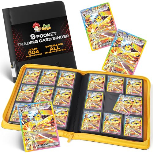 FunGuys Trading Card Binder for Cards, 9 Pocket, 504 Side Loading Sports Card Binder, Card Collection Binder for Yugioh, MTG, TCG, Card Book Holder for Trading Cards