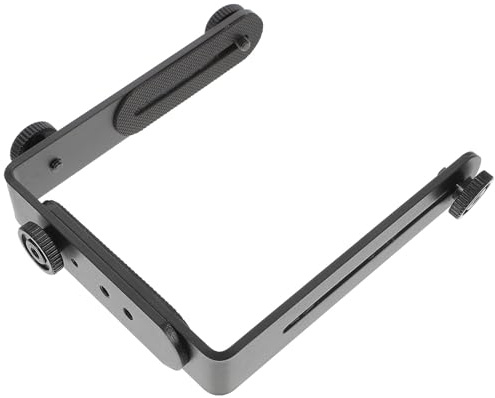 Veemoon Support en L pour Flash et Lumière, Métal Noir, Vis 1/4, Détachable | Trous de Vis Standard 1/4, 4 Écrous Inclus, Assemblage Multidirectionnel et Antidérapant