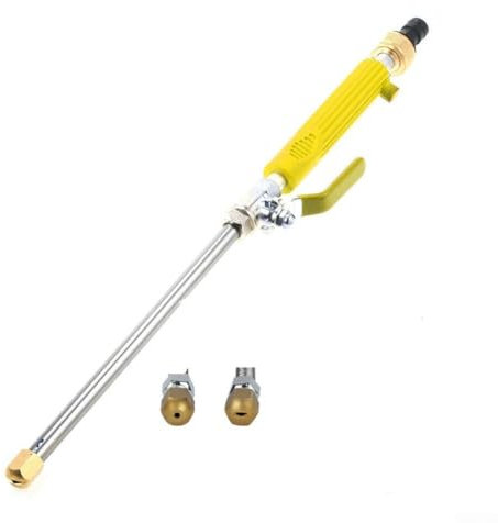 ZAMETTER Pistola idropulitrice 2 in 1 con asta lunga ad alta pressione, per irrigare il giardino, l'autolavaggio, in acciaio , con asta lunga (giallo)