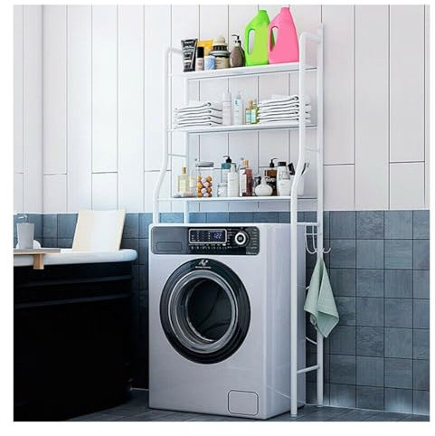 Generico CECAROGROUP Scaffale Bagno Sopra Lavatrice 155x65x25 3 Ripiani Mobile Bianco Salvaspazio