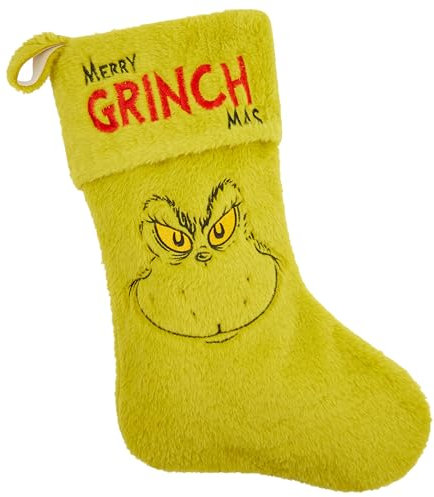 The Grinch Calza di Natale, Divertente Calza da Appendere, Xmas Decor 44cm
