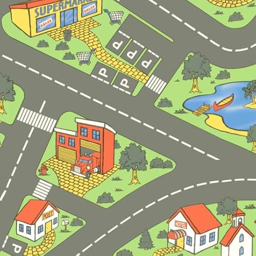 Sol Vinyle Circuit Voiture pour Enfants City - Rouleau de 3.00m x 2m