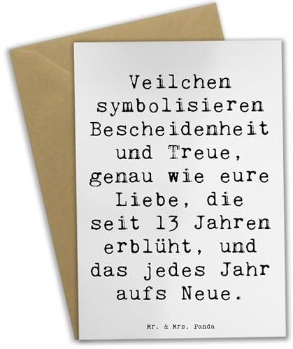Mr. & Mrs. Panda Glückwunschkarte Spruch 13. Hochzeitstag Veilchenhochzeit - Geschenk, Ehejubiläum, Heiraten, Heirat, weihnachtskarten, Verbundenheit, Hochzeit feiern, Geschenke, einladungskarten
