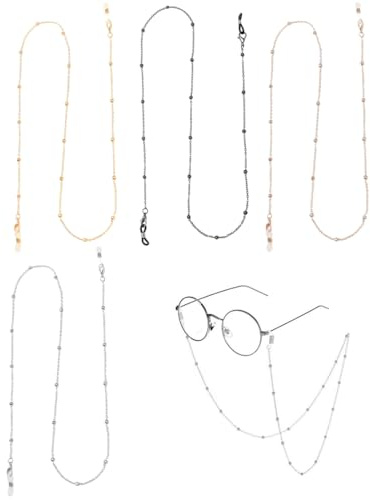 WeddHuis Catena per Occhiali Donna 4 Pezzi Cordino per Occhiali da Sole Collana Porta Mascherina Laccetto (4 Colori)