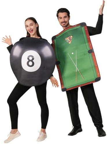 Muteitt 2 Pièces Costumes d'halloween pour Couples pour Adultes Costume De Boule De Billard De Table De Billard Tenues De Couples Accessoires De Cosplay pour Déguisement d'halloween