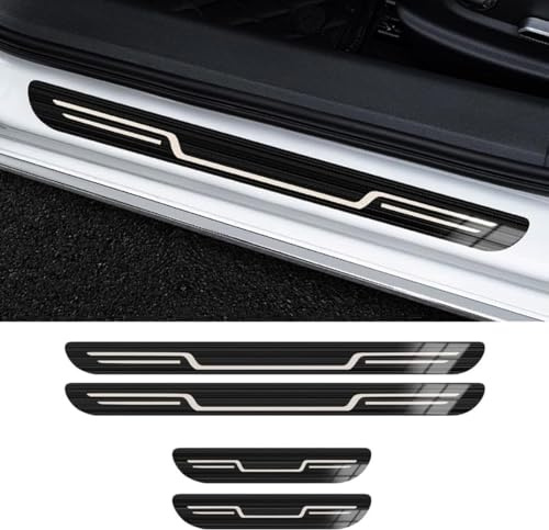 DLHFC Car Kick Plates for MG HS 2018-2022 2023 2024 2025, Stainless Steel Door Sill Strip Non Slip Anti Scratch Side Step Pedal Protector Accessories,A-Black