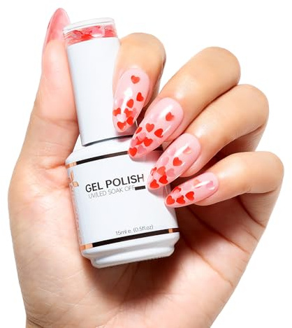 Nicedeco UV Nagellack Transparent Rotes Herz 15ml Soak Off Gel Nagellack UV LED Gellack Gel Nail Polish 332
