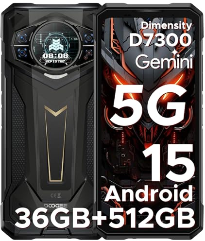 DOOGEE S200 Plus 5G AI Android 15 Outdoor Handy Ohne Vertrag,36(16+20)GB+512GB,11000mAh/66W Outdoor Smartphone, 6.72 FHD+120Hz, 1.32 AMOLED Heckdisplay,Dimensity 7300,100MP AI Kamera, WiFi6E/NFC/OTG