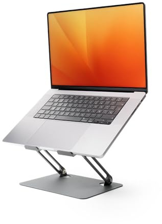 InnovaGoods® Soporte para Portátil Plegable y Regulable, Altura e Inclinación Ajustable, Antideslizante, Estructura Abierta, Pantallas de 10-18, Acero de Carbono, Ideal para Oficina y Teletrabajo