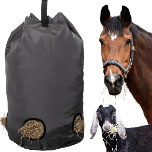 Hay Bags for Horses, 28x3.5 Polyester Hay Bag with 5 Slow Holes, Large Capacity Hanging Goat Hay Feeder for Horse, Sheep, Donkeys Hay Feeder Blanket Holder Hay Bag Goat Hay Feeder Horse Feeder