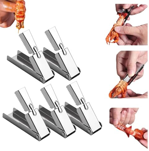Crawfish Peeler Tool, 2025 New Stainless Steel Crawfish Sheller Tool for Peeling Shrimp Tails Crayfish Shelling Device Shrimp Peeler, Crayfish Shelling Device Seafood Tool for Kitchen Restaurant (5)