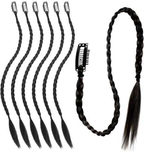 6 Piezas Negro Trenza Postiza 50cm Trenzas Postizas Rastas Postizas para el Estilo Diario de Fiesta Fotografía Juegos de Rol Halloween Hip Hop