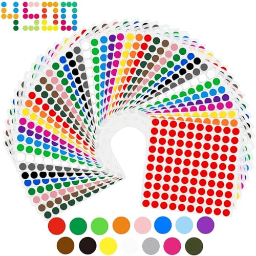 4500 PCS Klebepunkte Bunt, 10mm Bunte Klebepunkte Markierungspunkte 15 Farben für Büro Schule Kalender Karten-Aufkleber
