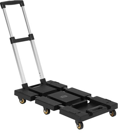 Carretilla de mano plegable, capacidad de 175 libras, portátil, plegable, con 6 ruedas y 2 cuerdas elásticas, base de plástico duradera para uso intensivo