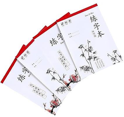 Artibetter 4 Stück Chinesisches Übungsbuch für Kalligraphie mit Glattem Papier Praktische Schreibübung für Kinder im Grundschulalter Einfaches und Großzügiges Design Zufälliger Stil