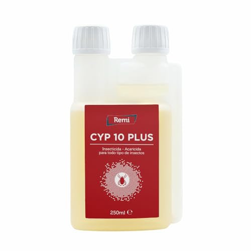 Remi Hogar Insecticida Concentrado CYP 10 PLUS | 9,3% Cipermetrina | Cucarachas, Hormigas, Mosquitos, Arañas, Pulgas, Garrapatas | Ácaro Rojo | Insectos Voladores y Rastreros | Uso Exterior | 250 ml