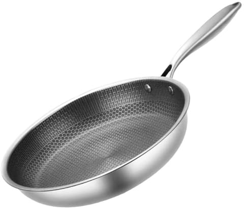 ZUNOXAZ Padella Antiaderente in Acciaio Inox 26 CM a Nido D’Ape Manico Ergonomico Padella per Uova e Bistecche Compatibile Piani Cottura a Induzione Gas ed Elettrici per Uso Quotidiano