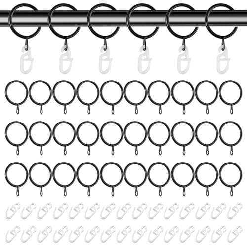 30 stycken gardinringar i metall med krokar, gardinringar 30 mm diameter, duschdraperiringar, gardinkrokar för ringar, gardiner ringar för stång fönster dörr duschdraperi heminredning