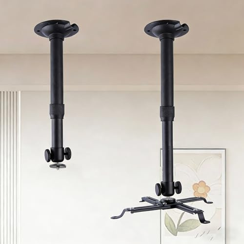WINRIOO Universal Projector Ceiling Mount Adjustable Length 14-24 in,4-Hole & Single-Hole Compatible Bracket for Home Theater, Office, Classroom,Aluminum Alloy Material,Black
