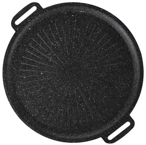 NUOBESTY Parrilla de Barbacoa de Hierro Recubrimiento Antiadherente, Sartén para Asar 30 Cm, Placa de Parrilla Multifuncional para Uso Doméstico Aire Libre, Adecuado para Carne y Verduras