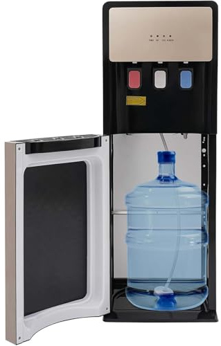Refrigeratore D'acqua A Pavimento Per Soggiorno, Erogatore Di Acqua Calda E Fredda A Caricamento Dal Basso Con 3 Opzioni Di Temperatura, Non Richiede Sollevamento(Gold,Hot+Warm+Cold)